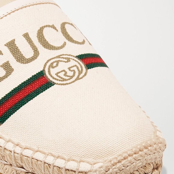 New Gucci Printed Canvas Espadrille Flats in White NEW IN BOX WITH SHOE BAGS - Picture 8 of 10